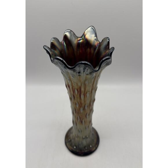 Vintage Northwood Amethyst Carnival Glass Tree Trunk Vase 11.75” - Picture 2 of 7